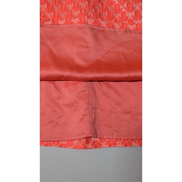 Milly Dress Floral Cloque Bernadene Mini Textured Embroidered Neon Melon Coral P - Picture 6 of 12